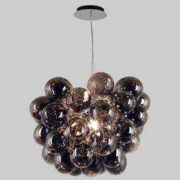 Netlighting Modern Hanging Pendant Chrome 8 Light with Smoky Shade G9 in Grey - thumbnail 2