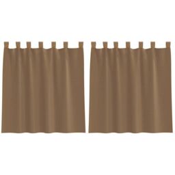 Berkfield Home Voile Curtains with Loops 2 pcs Light Brown 140x140 cm - thumbnail 2