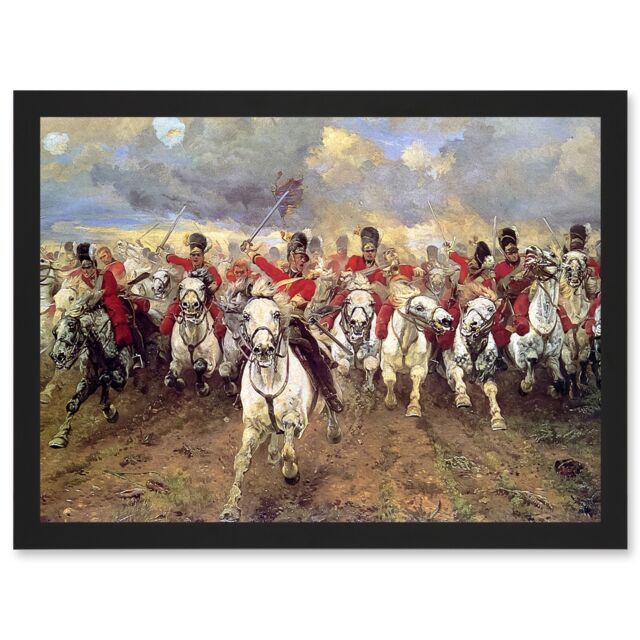 Artery8 Thompson Scotland Forever Battle Waterloo Painting Artwork Framed Wall Art Print A4 in Black - image 1