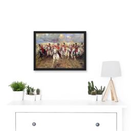 Artery8 Thompson Scotland Forever Battle Waterloo Painting Artwork Framed Wall Art Print A4 in Black - thumbnail 2