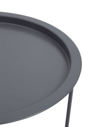 Orsina Modern Design White Metal Round Side Table, Sleek Bedside Table For Bedroom, Functional Livingroom Sidetable in Grey - thumbnail 6