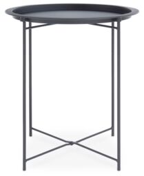 Orsina Modern Design White Metal Round Side Table, Sleek Bedside Table For Bedroom, Functional Livingroom Sidetable in Grey - thumbnail 7