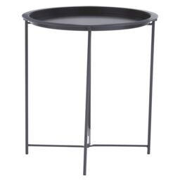 Orsina Modern Design White Metal Round Side Table, Sleek Bedside Table For Bedroom, Functional Livingroom Sidetable in Grey - thumbnail 2