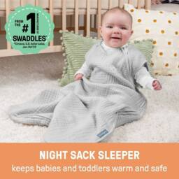 Ingenuity SwaddleMe Muslin Night Sack Sleeper Moss For 3-18 Months in Green - thumbnail 2