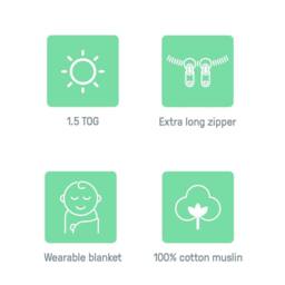 Ingenuity SwaddleMe Muslin Night Sack Sleeper Moss For 3-18 Months in Green - thumbnail 3
