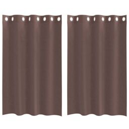 Berkfield Home Voile Curtains with Grommets 2 pcs Brown 140x175 cm - thumbnail 2