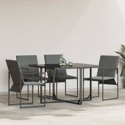 Berkfield Home Garden Chairs with Cushions 4 pcs Black Textilene - thumbnail 2