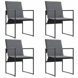 Berkfield Home Garden Chairs with Cushions 4 pcs Black Textilene - thumbnail 6