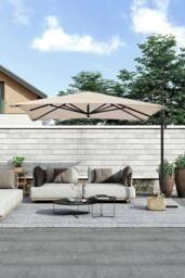 Garden Sanctuary 3m x 3m Large Rotating Cantilever Garden Parasol in Beige - thumbnail 2
