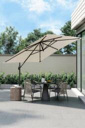 Garden Sanctuary 3m x 3m Large Rotating Cantilever Garden Parasol in Beige - thumbnail 1