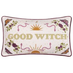Furn Good Witch Embroidered Velvet Cushion in White - Size: 30 cm x 50 cm - thumbnail 2