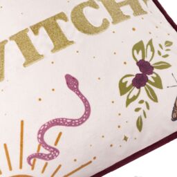 Furn Good Witch Embroidered Velvet Cushion in White - Size: 30 cm x 50 cm - thumbnail 5