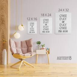 "Artery8 One Day Or Day One You Decide Bold Modern Canvas Wall Art Print in White - Size: W12"" x H16""" - thumbnail 4