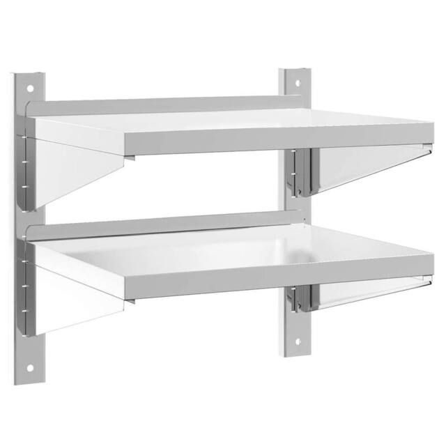 Berkfield Home 2-Tier Wall Shelf 50x40x60 cm Silver Stainless Steel - Size: 50 x 40 x 60 cm - image 1