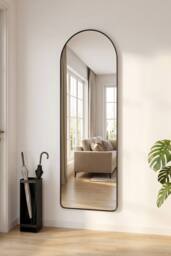 Garden Sanctuary Modern Arched Metal Floor Mirror in Black - thumbnail 4