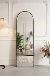 Garden Sanctuary Modern Arched Metal Floor Mirror in Black - thumbnail 1