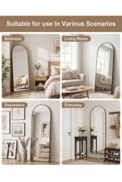 Garden Sanctuary Modern Arched Metal Floor Mirror in Black - thumbnail 3