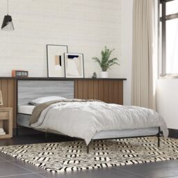 Berkfield Home Bed Frame without Mattress Grey Sonoma 75x190 cm Small Single - thumbnail 1