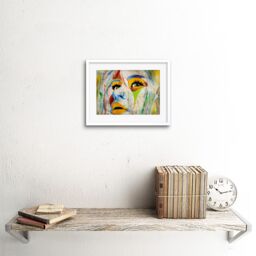 "Artery8 Wall Art Print Graffiti Woman Face Multicolour Art Black Framed 9x7 inch in White - Size: W7"" x H9""" - thumbnail 2