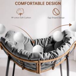 Gartistgo Oversized Egg-Shaped Rocking Chair with Thick Cushion, Metal Frame in Dark Grey - thumbnail 4