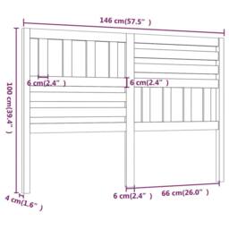 Berkfield Home Beautiful Bed Headboard Black 146x4x100 cm Solid Wood Pine - Size: 146 x 4 x 100 cm - thumbnail 6