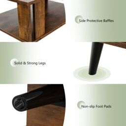 Costway Industrial Coffee Table 2-Tier Wooden Center Table Small Side Table Living Room in Brown - thumbnail 5