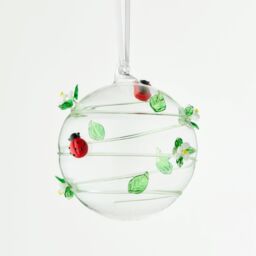 Sienna Glass 10cm Glass Globe Wildlife Collection Ladybird in Light Red