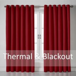 Luxury Living Linen Look Ring Top Blackout Curtains in Red - Size: 110 cm width x 229 cm drop - thumbnail 3