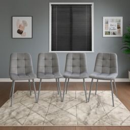 KOSY KOALA Wooden Grey Dining Table Set with 4 Grey Velvet Chairs & 1 Bench - Dining Furniture Set in Brown - thumbnail 8