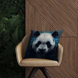 Warren Reed - Designer Panda Face Splashart Dark Background Outdoor Cushion in Blue - Size: 45 cm x 45 cm - thumbnail 2