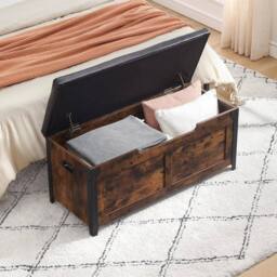 VOGREX Wooden Shoe Storage Bench with Cushion Seat - Hallway Entryway in Brown - Size: 1000mm x 18000mm - thumbnail 5