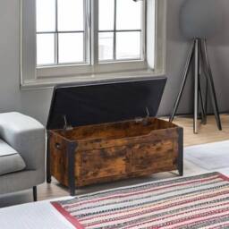 VOGREX Wooden Shoe Storage Bench with Cushion Seat - Hallway Entryway in Brown - Size: 1000mm x 18000mm - thumbnail 4