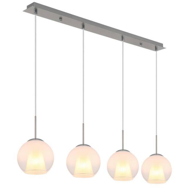 Netlighting Barry Bar Pendant Nickel Matt Balls Opal Glass Shade 4x E27 in Grey - image 1