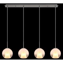 Netlighting Barry Bar Pendant Nickel Matt Balls Opal Glass Shade 4x E27 in Grey - thumbnail 5