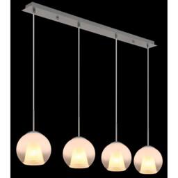 Netlighting Barry Bar Pendant Nickel Matt Balls Opal Glass Shade 4x E27 in Grey - thumbnail 3