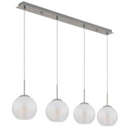 Netlighting Barry Bar Pendant Nickel Matt Balls Opal Glass Shade 4x E27 in Grey - thumbnail 2