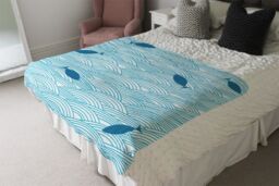 Benjamin Tate Design Waves & Fish Blanket in Natural - Size: 120 cm x 150 cm - thumbnail 3