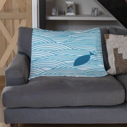 Benjamin Tate Design Waves & Fish Blanket in Natural - Size: 120 cm x 150 cm - thumbnail 2