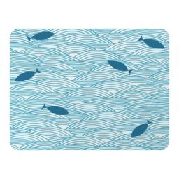 Benjamin Tate Design Waves & Fish Blanket in Natural - Size: 120 cm x 150 cm - thumbnail 1