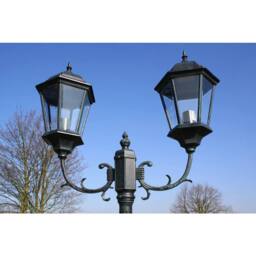 Berkfield Home Decorative Garden Light Post 2-arms 230 cm Dark Green/Black Aluminium in Green - thumbnail 7
