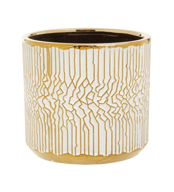 Orsina Honna Small White Gold Ceramic Planter - image 1