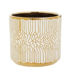 Orsina Honna Small White Gold Ceramic Planter - thumbnail 1