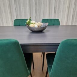 KOSY KOALA Language Grey Dining Table with 4 Green Velvet Chairs, Furniture in Dark Grey - thumbnail 6