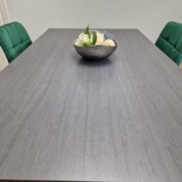 KOSY KOALA Language Grey Dining Table with 4 Green Velvet Chairs, Furniture in Dark Grey - thumbnail 3