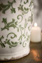 Dibor Vintage Irina Green Small Botanical Flower Urn Vase H29 x Dia16cm in Cream - thumbnail 4
