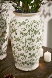 Dibor Vintage Irina Green Small Botanical Flower Urn Vase H29 x Dia16cm in Cream - thumbnail 1