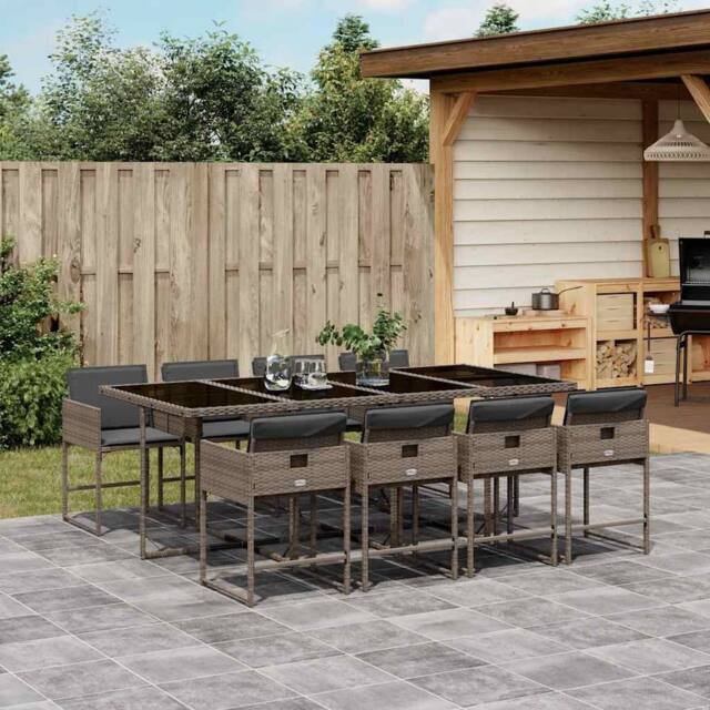 Berkfield Home Garden Dining Set - Grey - Poly Rattan - 8-seater - Foldable - image 1