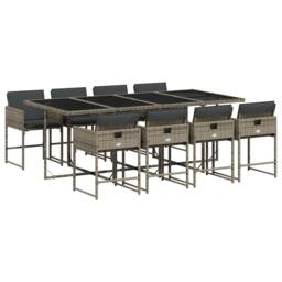 Berkfield Home Garden Dining Set - Grey - Poly Rattan - 8-seater - Foldable - thumbnail 2