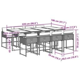 Berkfield Home Garden Dining Set - Grey - Poly Rattan - 8-seater - Foldable - thumbnail 6