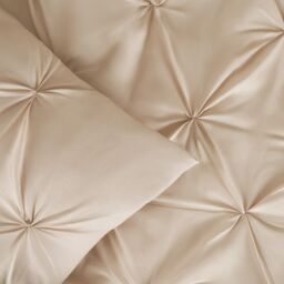 OHS Diamond Pintuck Duvet Cover with Pillowcase in Beige - Size: Double - thumbnail 3